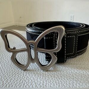 COACH belt JACQUARD LEATHER BUTTERFLY